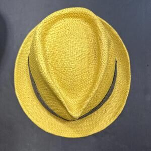 J. Crew Yellow Fedora Straw Beach Casual Yellow Minimalist Panama Hat Women's